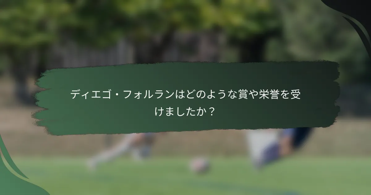 ディエゴ・フォルランはどのような賞や栄誉を受けましたか?