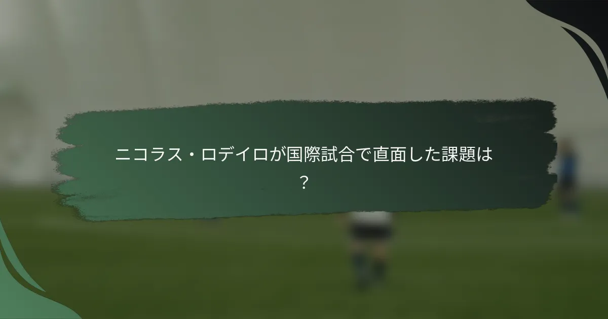 ニコラス・ロデイロが国際試合で直面した課題は？